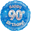 18" Happy 90th Birthday Holographic Blue Balloon in a Box Small Image