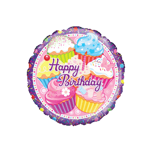 Happy Birthday Colourful Cupcakes Balloon in a Box