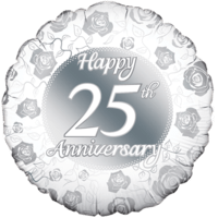 Happy 25th Anniversary Rose Print balloon