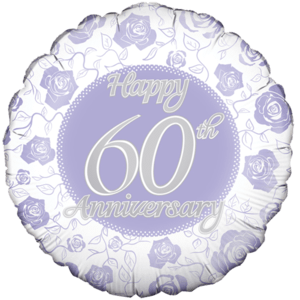Happy 60th Rose Print Anniversary  Balloon in a Box