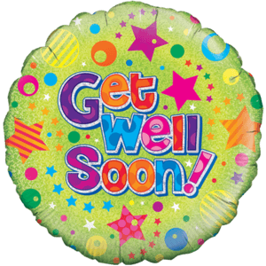 Get Well Soon! Holographic Stars Balloon in a Box