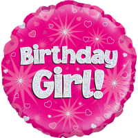 Birthday Girl Pink Holographic balloon