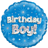 Birthday Boy Blue Holographic balloon