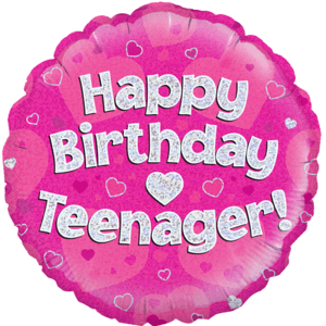 18" Happy Birthday Teenager Pink Balloon in a Box