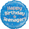 18" Happy Birthday Teenager Blue Balloon in a Box Small Image