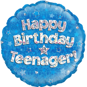 18" Happy Birthday Teenager Blue Balloon in a Box