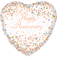 Sparkling Fizz Happy Anniversary White & Rose balloon