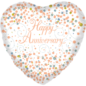Sparkling Fizz Happy Anniversary White & Rose Balloon in a Box