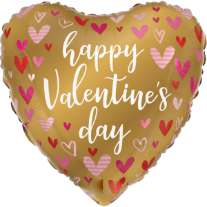 Gold Happy Valentine Hearts Balloon in a Box