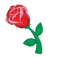 Single Red Rose Stem  balloon
