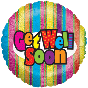 Get Well Glittery Stripes Balloon in a Box