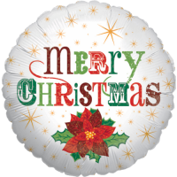 Christmas Poinsettia Holographic balloon