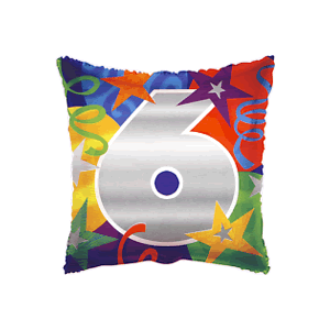 19" Square Colourful Six Balloon in a Box
