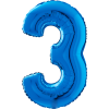 Giant Blue 3 Balloon in a Box Small Image