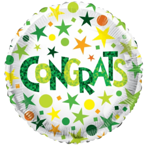 Congrats Green Stars Balloon in a Box