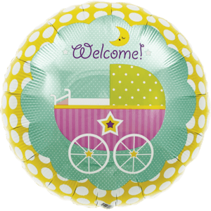 Colourful Welcome Baby Buggy Balloon in a Box