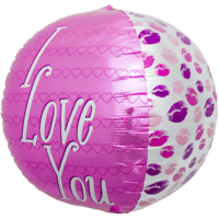 17" I Love You Kisses Sphere Pink balloon