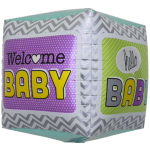Welcome Baby Cube Pattern Balloon in a Box