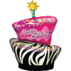 Birthday Funky Zebra Stripe Cake Balloon in a Box Small Image