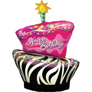 Birthday Funky Zebra Stripe Cake Balloon in a Box