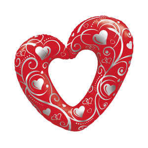 Hearts & Swirls Red Heart Balloon in a Box