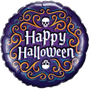 18" Happy Halloween Skeleton Filigree Balloon in a Box