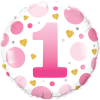 Age 1 Pink Spots Balloon in a Box Small Image