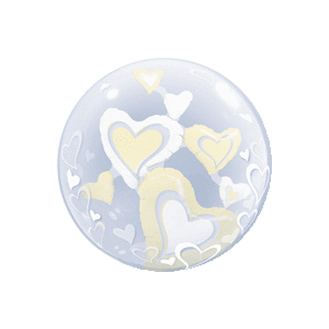 White & Ivory Floating Bubble  Balloon in a Box