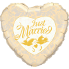 Just Married Golden Love Birds Heart Balloon in a Box Small Image