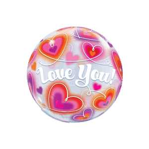 22" Love You Doodle Hearts Bubble Balloon in a Box