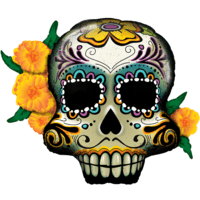 38" Day of the Dead Skull and Flowers balloon