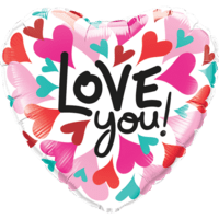 18" Love You! Converging Hearts balloon