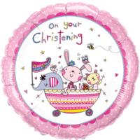 "On Your Christening" Pink Foil Balloon balloon