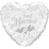 White & Silver Just Married Heart Balloon in a Box Small Image